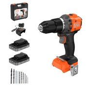 BLACK+DECKER Perceuse à percussion Brushless 18V, BLD783D2KA-QW | Moteur Brushless, fonction percussion, 2 batteries, 10 forets et mallette inclus