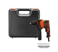 BLACK+DECKER Perceuse à percussion filaire haute performance de 710 W, 0-2800 tr/min, avec 4 forets et boîte de kit, BEH710K-QS