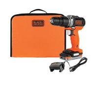 BLACK+DECKER - Perceuse à percussion sans fil 12V, 1 batterie Li-Ion 1,5 Ah, chargeur BDCHD12S1-XJ