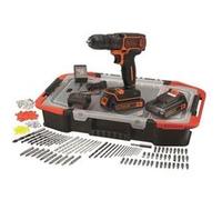 BLACK + DECKER Perceuse sans fil Lithium 18 V - 2 batteries - Coffret 160 accessoires -BDCDC18BAST-QW G
