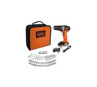 BLACK+DECKER Perceuse visseuse à percussion sans fil 12 V + 80 accessoires + 1 batterie 1,5 Ah + 1 sac de transport - BLACK+DECKER - BDCHD12S1A-QW