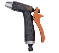 BLACK+DECKER Pistolet à Haute Pression pour Tuyau de Jardin, Débit d'Eau Ajustable, Poignée Ergonomique, Noir/Orange