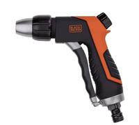 BLACK+DECKER Pistolet Haut Pression pour Tuyau de Jardin - Pistolet de Pulvérisation - Débit d'Eau Ajustable - Plastique ABS et Caoutchouc Thermoplastique - Noir/Orange