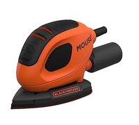 BLACK+DECKER Ponceuse de Détail Mouse Filaire - 55 W - Plateau Delta 130 x 91 mm - 11 000 orb/min - ⌀ Orbite 1,5 mm - Fixation Auto-Agrippant - Livrée en Coffret avec 6 Abrasifs - BEW230K-QS