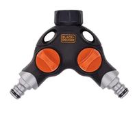 BLACK+DECKER Raccord de robinet - 3/4" - Arrêt d'eau - Distributeur 2 voies - Noir/Orange