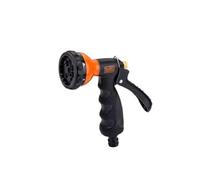 Black+Decker Seringue de jardin avec raccords de tuyau d'arrosage - 7 niveaux d'eau - Métal - Noir/orange