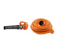 BLACK+DECKER Souffleur Axial Filaire 1850W, Souffleur de Feuilles Mortes avec 2 Vitesses et Racloir Intégré & Zenitech Prolongateur 16A HO5VV F 2X 1,5 2P sans Terre Orange 20m