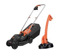 BLACK+DECKER Tondeuse Filaire 1000W et Coupe-Bordures Filaire 250W, Tondeuse à Gazon 32 cm avec 3 Hauteurs de Coupe, Coupe-Bordures 23 cm avec Déroulement du Fil Automatique, BEMW351GL2-QS Noir