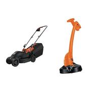 BLACK+DECKER Tondeuse Filaire 1000W, Tondeuse à Gazon Electrique 32 cm, 3 hauteurs réglables 20, 40 et 60 mm & Coupe-Bordures Filaire 350W, Coupe-Bordures Electrique 25 cm avec 2 Poignées