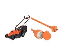 BLACK+DECKER Tondeuse Filaire 1400W, Tondeuse à Gazon Electrique 34 cm, 6 hauteurs réglables de 20, 30, 40, 50, 60 et 70 mm & Electraline 20857038F Prolongateur Jardin avec clapet 16 A 25 m Orange