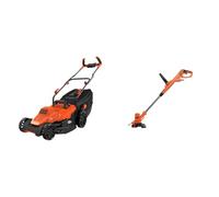 BLACK+DECKER Tondeuse Filaire 1600W, Tondeuse à Gazon Electrique 38 cm, 6 hauteurs réglables & Coupe-Bordures Filaire 450W, Coupe-Bordures Electrique 25 cm avec 2 Poignées