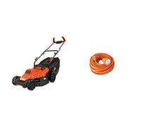 BLACK+DECKER Tondeuse Filaire 1600W, Tondeuse à Gazon Electrique 38 cm & Zenitech - Prolongateur 16A HO5VV-F 2x1,5 Orange 25m