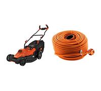 BLACK+DECKER Tondeuse Filaire 1800W, Tondeuse à Gazon Electrique 42 cm, 6 hauteurs réglables 20, 30, 40, 50, 60 et 70 mm & Zenitech - Prolongateur 16A HO5VV-F 2x1,5 Orange 50m