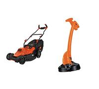 BLACK+DECKER Tondeuse Filaire 1800W, Tondeuse à Gazon Electrique 42 cm & Coupe-Bordures Filaire 350W, Coupe-Bordures Electrique 25 cm avec 2 Poignées, Déroulement du Fil par Frappe au Sol