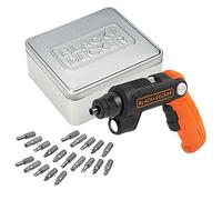 BLACK+DECKER - Tournevis Electrique BDCSFL20AT-QW - 3.6V, 180 Tr/min, 5.5 Nm, Lampe LED Intégrée, Poignée 3 Positions, Orange - 1 Boite Métallique, 20 Embouts De Vissage, 1 Chargeur