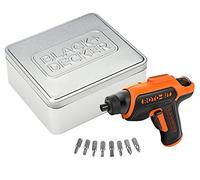 BLACK+DECKER - Tournevis Electrique CS36BST-QW - 3.6V, 180 tr/min, 5.5 Nm, Lampe LED Intégrée, Orange - 1 Boite Métallique, 8 Embouts de Vissage