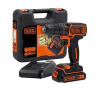BLACK+DECKER Unisexe - Adultes Perceuse visseuse sans fil - Chargeur inclus - Livrée en coffret - Compacte et légère, Coffret, 1 batterie