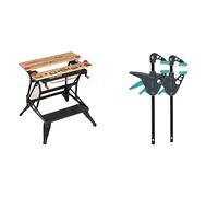 BLACK+DECKER WM825-XJ Etabli-étau Pliable Grand Format - Serrage Une Main - Plan de Travail, Charges maximales : 250 kg & wolfcraft 3455100-2 Mini Serre-Joint à Une Main Saillie 40, Ouverture 110 mm