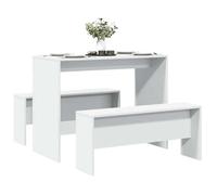 ""Black Friday""Set table et chaises Pour manger/CUISINE - pour repas/salle de séjour - Ensemble table à manger et bancs 3pcs blanc bo