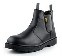 BLACK HAMMER Bottes de sécurité pour hommes Chelsea chaussures de travail en cuir bottines légères avec embout en acier S3 SRC 1600 Noir (44 EU)