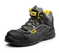 BLACK HAMMER Chaussures de Sécurité Hommes Bottes de Travail en Cuir Botte de Sécurité Légère et Confortable pour Randonnée Semelle Intercalaire en Acier Étanche Antidérapant 9944 S3 SRC (43 EU)