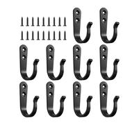 Black Hooks - Iron 10 Pièces Wall Mounted Decorative Racks Holder | Heavy Duty Coat Hooks for Hats Towels Bags | for Home House Kitchen Entryway Bathroom Outdoor Door Use