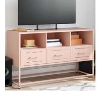 ""Black Month"" Meuble TV Salon - BURKE - TABLE/BANC TV - rose 100,5x39x60,5 cm - acier LV1830