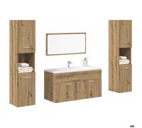 ""Black Month"" Mobilier de salle de bain 4 pcs - BURKE - Armoire/Colonne de bain - bois d'ingénierie LL905
