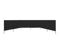 ""Black Month"" Paravent 6 panneaux - SOLOMON - contre-vent - Tissu 800 x 120 cm Noir LL2878