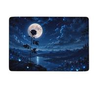 Black Rose Under The Moon Tapis 150 X 100 Cm, Doux Antidérapant Pour Salon | Tapis de chambre antidérapant : améliore l'adhérence sur les sols secs adaptés; avec entretien facile à la main; pour chambre
