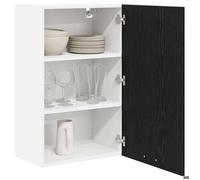""Black W rmoire rangement - CLARENCE - Vitrine suspendue - Riga Chêne noir et Blanc 50x31x80 cm AA950