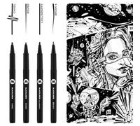 Blackliner Set 3 (4 Pointes Spéciales, Liner Avec Encre Permanente Indélébile) 4 Pièces, Noir