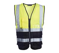 Blackrock Gilet haute visibilité jaune de qualité supérieure avec poches, pochette pour carte d'identité et boucle pour clés, gilet réfléchissant haute visibilité avec poches et fermeture éclair