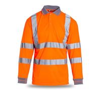 Blackrock Polo à Manches Longues Haute visibilité, Orange ferroviaire, t-Shirt, vêtements de Travail et de sécurité, EPI Haute visibilité, pour Hommes et Femmes, certifié EN20471 Classe 1