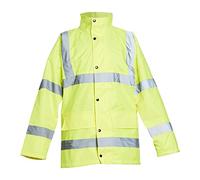 Blackrock Veste de pluie jaune Hi Vis, vêtements de travail légers et imperméables manteau de pluie réfléchissant à haute visibilité, capuche dissimulée, poches cargo, - Taille 4XL