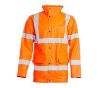 Blackrock Veste de pluie orange Hi Vis revêtue de PU Rail Industry, vêtements de travail légers et imperméables manteau de pluie réfléchissant à haute visibilité, capuche, taille 3XL