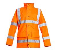 Blackrock Veste de pluie Orange Hi Vis, vêtements de travail légers et imperméables manteau de pluie réfléchissant à haute visibilité, capuche dissimulée, poches cargo, - Taille S
