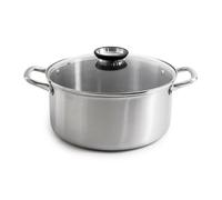 BlackSteel Marmite Triplex 28 cm 7,3 L avec Couvercle - Induction | Inox 18/8 Triplex, Ø 28 cm, 7,3 L, Antiadhésif céramique, Sans PFOA ni PFAS, Induction, Couvercle inclus, Four 230 °C