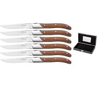 Blackwell Laguiole Lot de 6 couteaux à steak - Manche en bois de rose - Lame lisse en acier inoxydable - 22,5 cm - Avec boîte cadeau