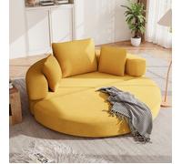 Bladez - Canapé compressé 2 places sans cadre, canape convertible ovale, tissu velours côtelé, sans montage - jaune
