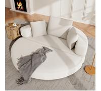 Bladez - Canapé compressé 2 places sans cadre, canape convertible ovale, tissu velours côtelé, sans montage - beige