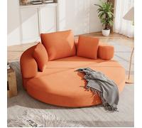 Bladez - Canapé compressé 2 places sans cadre, canape convertible ovale, tissu velours côtelé, sans montage - Orange