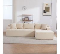 Bladez - Canapé d'angle 4 places Canapé modulable compressé avec méridienne droite, en chenille - Beige