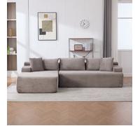 Bladez - Canapé d'angle 4 places Canapé modulable compressé avec méridienne gauche, en chenille - Gris
