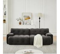 Bladez - Canapé Droit 2 Places en Chenille, Canapé Incurvé Cosy pour Salon, Appartement et Bureau - Gris