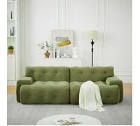 Bladez - Canapé Droit 2 Places en Chenille, Canapé Incurvé Cosy pour Salon, Appartement et Bureau - Vert