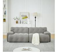 Bladez - Canapé Droit 2 Places en Tricot 3D, Canapé Incurvé Cosy pour Salon, Appartement et Bureau - Gris