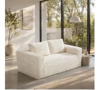 Bladez - Canapé modulable 2 places, canapé compressé, assise profonde, velours côtelé, pour petit espace - Beige