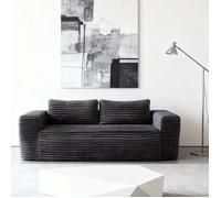 Bladez - Canapé modulable 2 places, canapé compressé, assise profonde, velours côtelé, pour petit espace - Gris