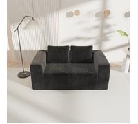 Bladez - Canapé modulable 2 places, canapé compressé, assise profonde, velours côtelé, pour petit espace - noir